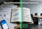 A split-image contrasting a chaotic desk with disparate quotes and delays (left) against a structured meeting table with an open “5-Dimensional Supplier Vetting Dossier” covering technical capability, quality systems, scalability, DFM, and partnership criteria (right), visualized by a green arrow shifting the focus from unit price to total value.