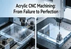 A side-by-side comparison of poor vs. high-quality Acrylic CNC Machining, showing hazing, chipping vs. perfect clarity and smooth edges.
